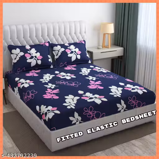 HARSH FABRIC® Prime Collection Full Fitted Elastic Bedsheet All Around Fitted Elastic 1 Single Bedsheet with 1 Pillow Covers