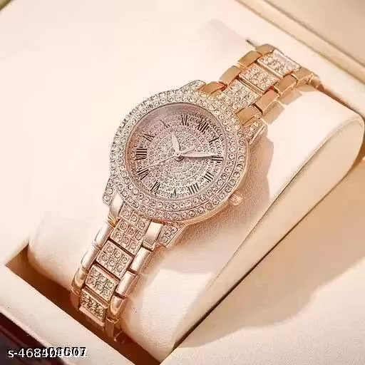 watches women's niche high-end diamond quartz watch student rose gold Roman pattern full of diamond women's watch