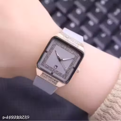 Awesome Prices - GREY diamond RUBBER strap analog watch for women - GREY