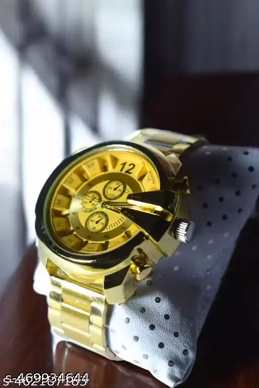 New premium designer stylish attractive golden chain watch for men and boys