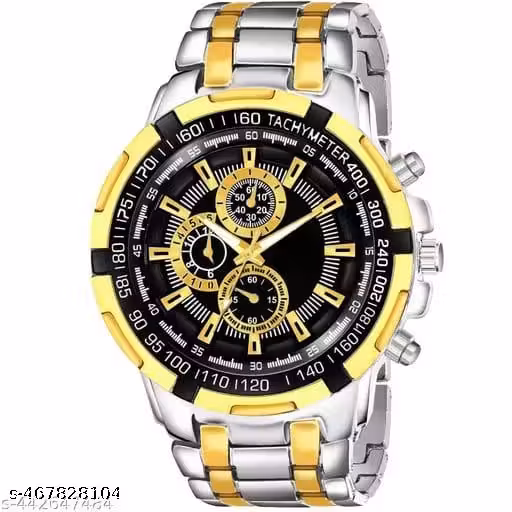 Premium Two Tone Gold Plated Big Boy Chronograph Solid Chain Watch for Men