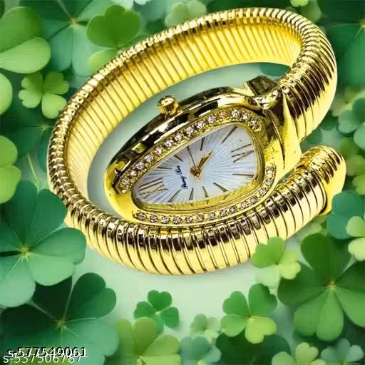 A stunning fusion of jewelry and timepiece, this snake bangle watch coils gracefully around the wrist, gleaming with c r y s t a l s and Roman