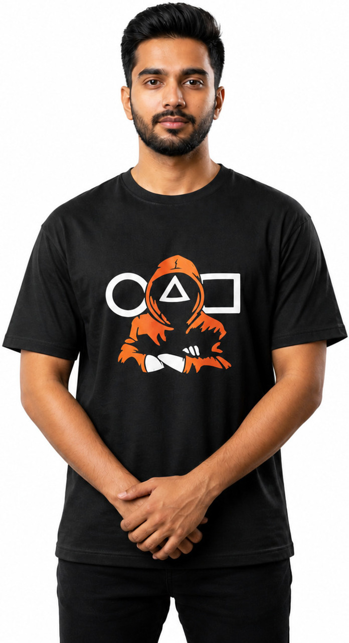 Stylar Men Graphic Print Round Neck Pure Cotton Black T-Shirt