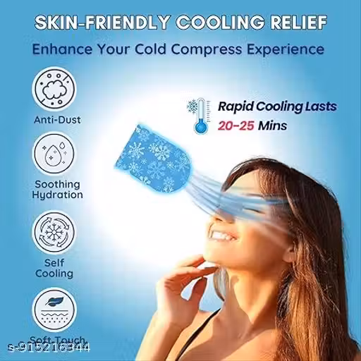 Self Cooling Eye Mask | Cooling Gel Eye Mask for Sleeping & Puffy Eyes | Cold Compress Gel Pads for Tired Eyes, Migraine Relief & Soothing Eye | Pack of 4