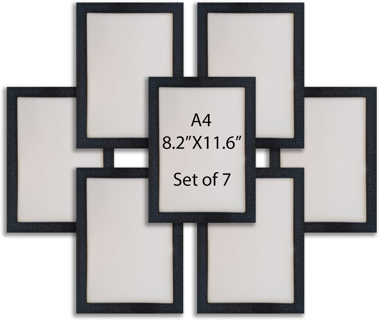 FrameRang Wood Wall Photo Frame (Black, 7 Photo(s), A4, 210mmX297mm, 8X12inch)