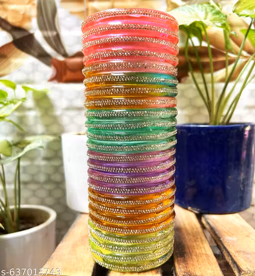Handmade 24 Pcs Multicolor Glass Bangles Set for Women & Girls | 6 Vibrant Colors (4 Each) | Traditional Ethnic Party Wear Kangan Set ✨