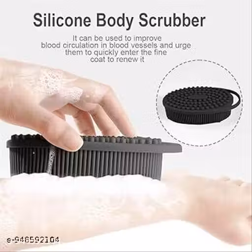 2in1 Ultra Soft Silicone Body Bath Scrubber Brush for Deep Cleansing, Skin Massage, Black