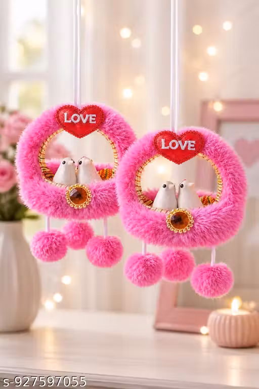 Romantic Love Birds Hanging Car & Home Decor | Cute Couple Showpiece | Valentine Gift for Girlfriend/Boyfriend | Car Hanging Ornament | Room Decoration