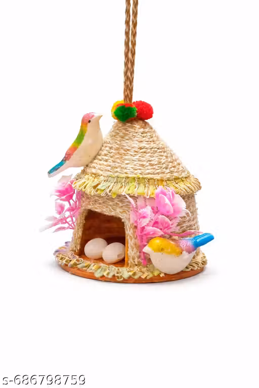 Handcrafted Hanging Bird Nest Decorative Showpiece for Home, Balcony & Garden