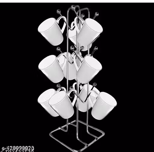 Stainless Steel Mug Stand | Tea Coffee Cup Holder Rack | Kitchen Counter Organizer
