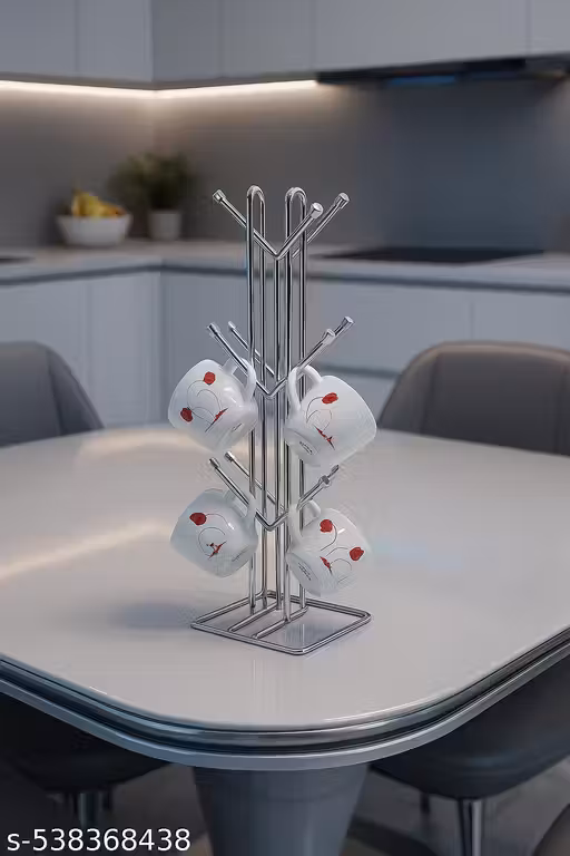 Stainless Steel Mug Stand | Tea Coffee Cup Holder Rack | Kitchen Counter Organizer