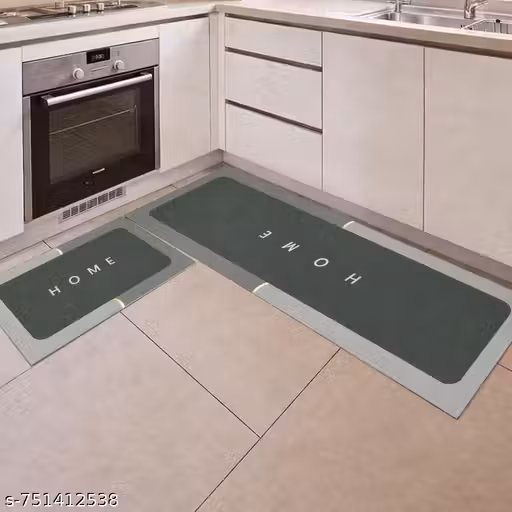 Rubber Kitchen Mats for Floor Set of 2 Pcs | Non-Skid, Soft Absorbent Rugs for Kitchen, Laundry, and Hallway (120 * 40 cm, 40 * 60 cm) blue kitchen