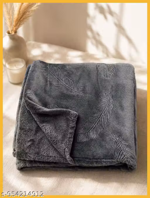 MILKY SOFT SINGLE BED FEATHER EMBOSSED BLANKET FOR MILD WINTERS | EASY CARRY | EASY WASH | SUPER SOFT