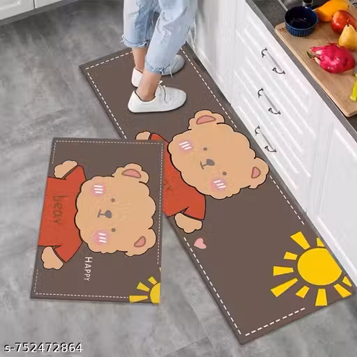 Rubber Kitchen Mats for Floor Set of 2 Pcs | Non-Skid, Soft Absorbent Rugs for Kitchen, Laundry, and Hallway (120 * 40 cm, 40 * 60 cm)