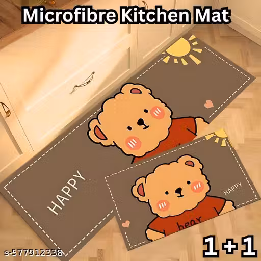 Microfiber Kitchen Mats for Floor Set of 2 Pcs | Non-Skid, Soft Absorbent Rugs for Kitchen, Laundry, and Hallway (120 * 40 cm, 40 * 60 cm)