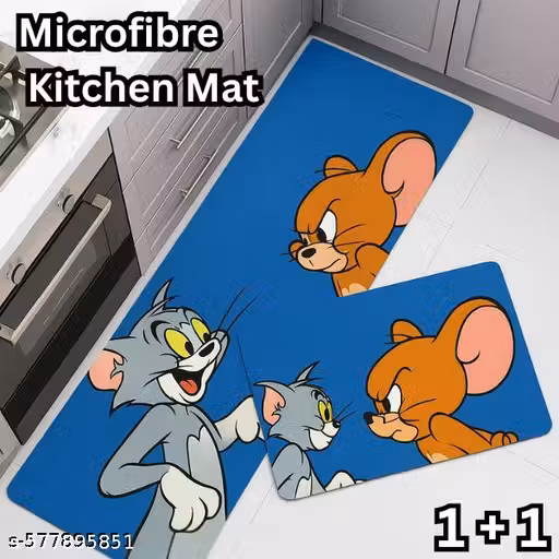 Microfiber Kitchen Mats for Floor Set of 2 Pcs | Non-Skid, Soft Absorbent Rugs for Kitchen, Laundry, and Hallway (120 * 40 cm, 40 * 60 cm)