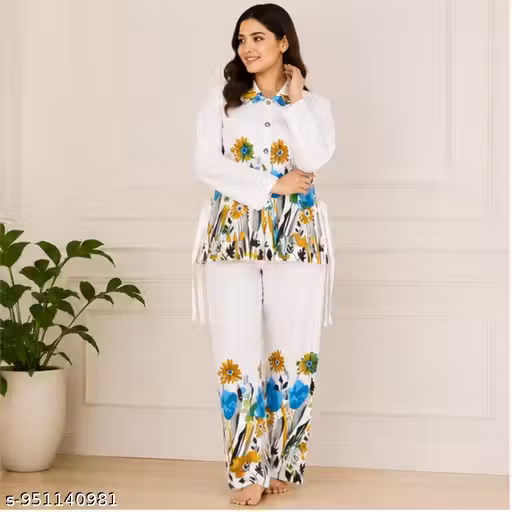 Women Digital Printed Co-Ord Set | Stylish Button Down Top with Straight Pant | Trendy Western Wear Co Ord Set for Girls & Women | Casual Partywear Cord Set for Women | women co ord set | stylish partywear co ord set | digital print coord set | trendy wes