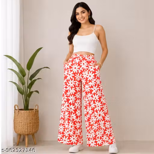 Women's Fashionable Printed Palazzo Pants | Comfortable Cotton Rayon Palazzo for Women & Girls | Wide Leg Bottom Wear | Casual Daily Wear Palazzo Pants | Women's Palazzo Pants Printed Palazzo for Women | Cotton Rayon Palazzo | Wide Leg Palazzo Pants | Lad