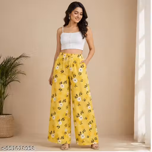 Women Solid Rayon Palazzo Pants for Women | Stylish Wide Leg Palazzo | High Waist Comfortable Daily Wear Palazzo for Girls & Women