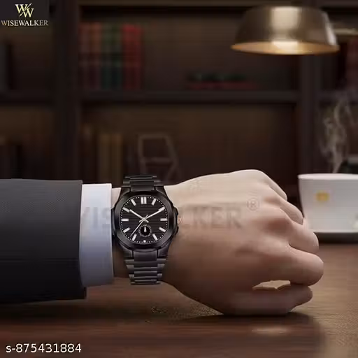 Men’s BLACK Luxury Watch | Premium Stainless Steel Strap | Quartz Analog Wrist Watch
