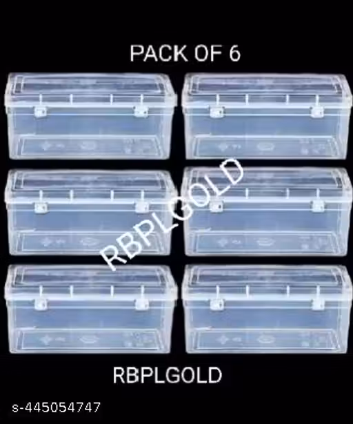 RBPLGOLD MULTIPURPOSE PLASTIC BOX, BANGLE STORAGE BOX, JEWELLRY ORGANISE, SELF ORGANISER (PACK OF 6 PIECES))