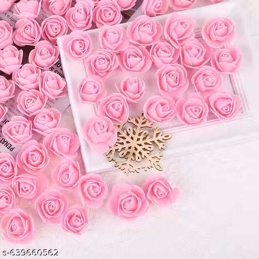 Premium Artificial Foam Rose Fake Flowers Water Floating Flowers, Pooja Thali, Festival and Events, Home, Table, Badroom, Pooja Room, Diwali Decoration Total 50pcs pink