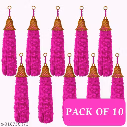 Handmade Mini Feather Wool Tassel with Bell, 15 Inch, for Diwali, Puja, Wedding, Festival, Home, Office, Temple Decoration, Pack of 10