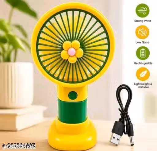 Hand fan Portable Mini handheld fan with stand USB charging Rechargeable battery Makeup for cooling and personal use PACK OF 01 (MULTI COLOUR )Hand fan Portable Mini handheld fan with stand USB charging Rechargeable battery Makeup for cooling and personal