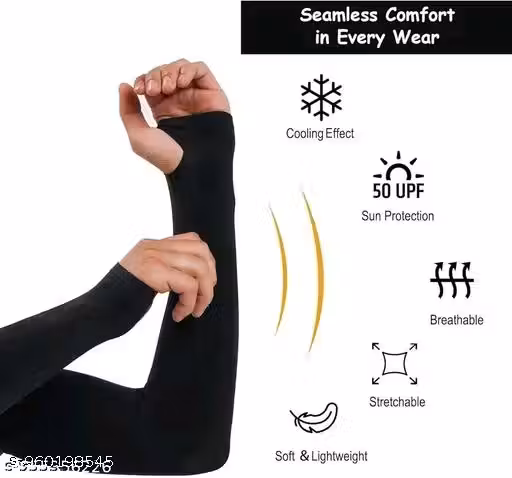 Avi enterprises pack of 2 arm slvess for man and woman black arm slvess multipurpose arm slvess