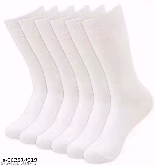 Men White Cotton Crew Socks Pack of 3pair | Soft & Comfortable Daily Wear Socks