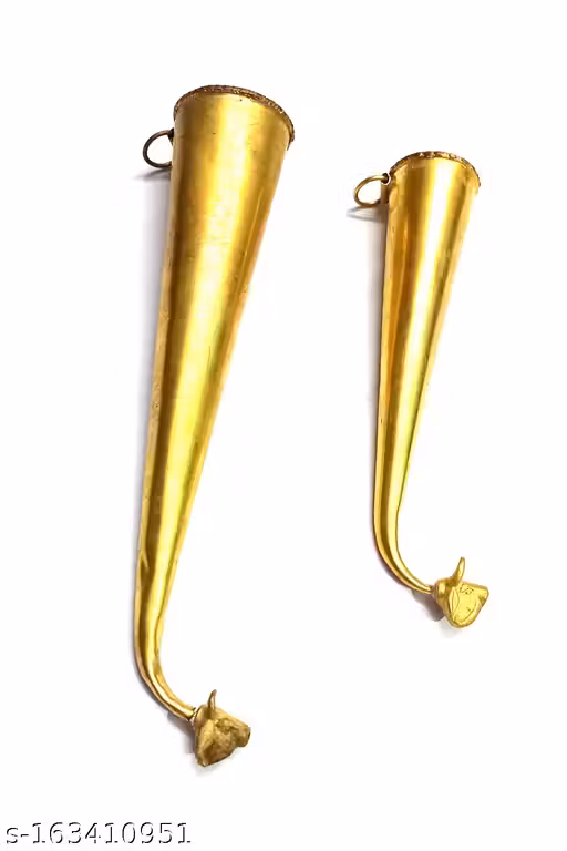Brass Gaumukhi Shringi for Abhishek Small & Big Combo (Pack of 2) Puja Articles