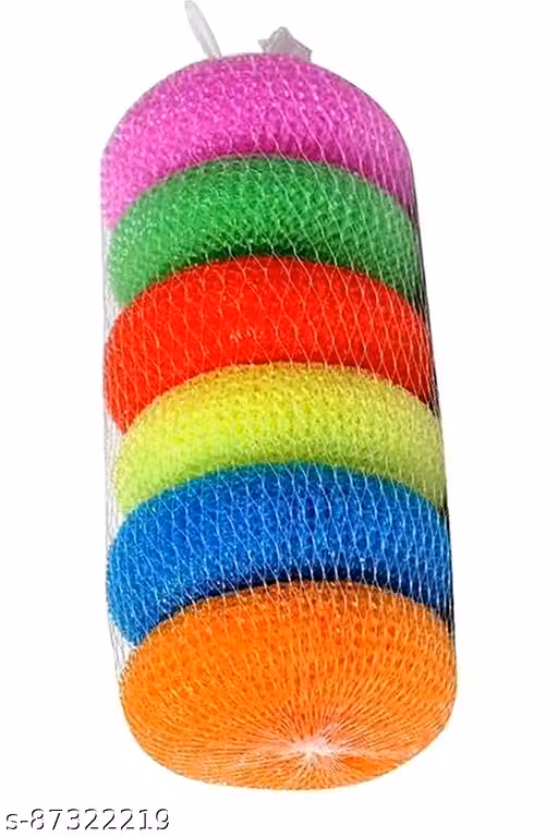 Nylon Plastic Scrub Pads Foam Pad Sponge Scourer Kitchen Scrubber for Dish Utensils Tiles Cleaning (Multicolor Pack of 6)