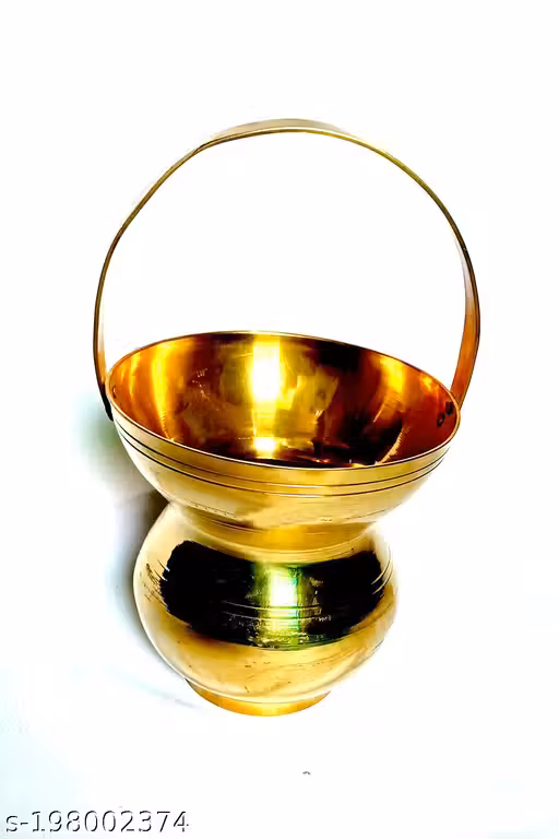 Pure Brass Kamandal Brass Kalash (Height: 10 inch, Gold)