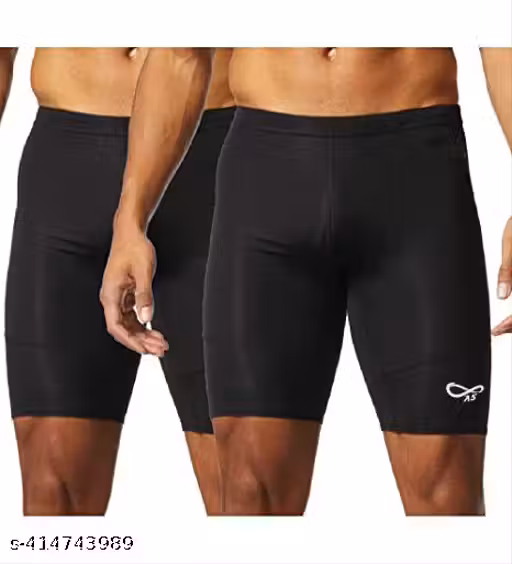 AS Sports Tights black for Men and women Gym and Sports (Pack of 2)