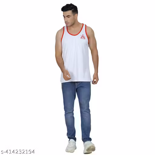 Army Sando/ Vest/ (White with Red Patti) Pack of 1