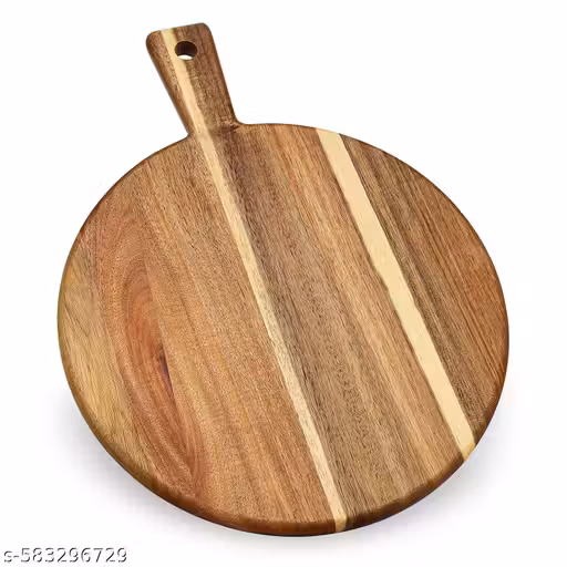 Large Acacia Wood Chopping Board for Kitchen, Dining Room | Big Size Cutting Board with Handel for Vegetables, Fruits,Serving Board Platter | Food Safe Natural Oil Finish(17 x 13) (Round)