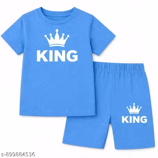 King Print Kids Set (Blue) | T-Shirt & Shorts | Garmi ke Kapde | Stylish Summer Bachon ke Kapde