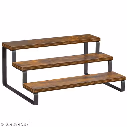 3-Tier Wooden Spice Rack for Kitchen Countertop | Spice Organizer Shelf for Jars, Bottles & Condiments | Sturdy Metal Frame with Wood Shelves | Pantry, Cabinet & Counter Storage (35 x 24 x 15 cm)