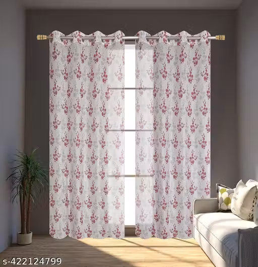 Trending Tulsi Tissue printed Curtains - Pack of 1 curtain- Tulsi and Vt net tissue curtains