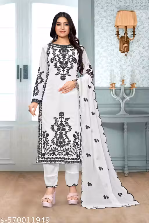 SNIZVI | DESIGNER CHAIN EMBROIDERY WORK PINK TOP DUPATTA WITH PANT