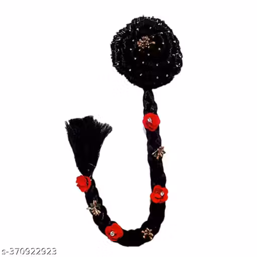 Stylish Juda Choti With Stone Work For Women and Girls Hair Extension (Black)