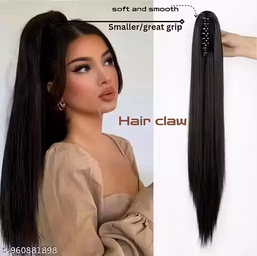 30" inch Long Hair Extension With clutcher Black Color Hair Extension Straight hair extension Hair Wig for Women And Girls,Hair Accessories Black Color Black color Straight Hair