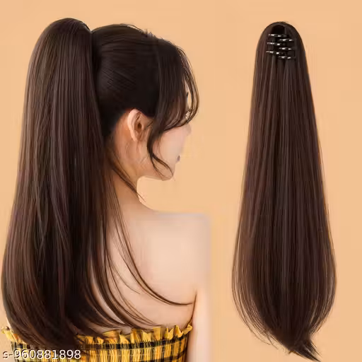 30" inch Long Hair Extension With clutcher Black Color Hair Extension Straight hair extension Hair Wig for Women And Girls,Hair Accessories Black Color Black color Straight Hair