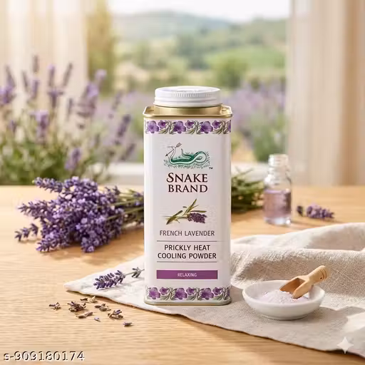 Snake Brand Prickly Heat Cooling Powder, French Lavender, Relaxing, 280 g/Product of Thailand