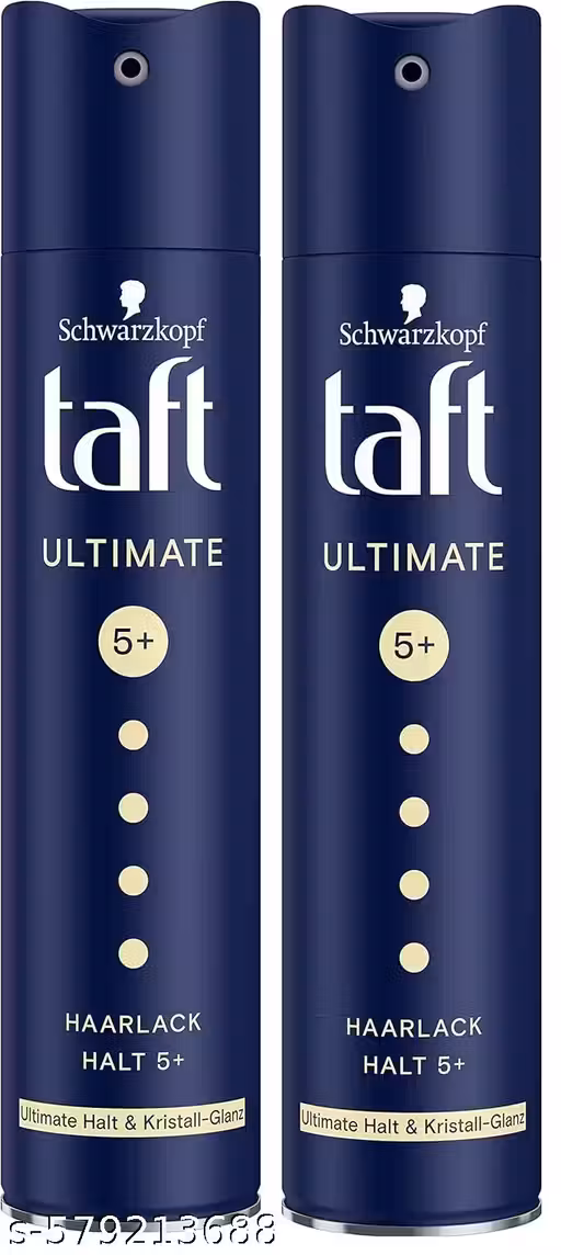 Schwarzkopf Taft Ultimate Hair Lacquer Ultimately Strong Hair Spray - (250ml X2). It is a hair spray that offers long-lasting, frizz-free, and naturally shining hair for up to 3 days without residue and stickiness