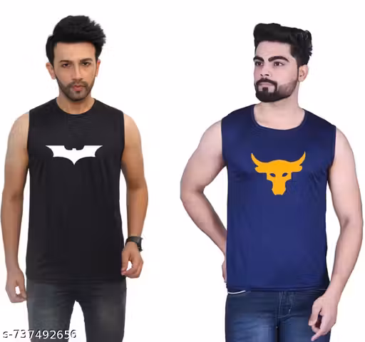 Multi Colour Design Sleeveless Vest | Trendy Gym & Casual Wear Baniyan for Men"