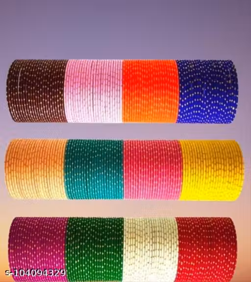 Pack Of 120 Glass Dot Velvet Bangle Set Churiya Indian traditional Jewelry Size 2-4 / 2-6 / 2-8 , Indian Bangles, Multicolored Bangles