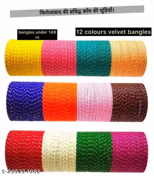 Premium Velvet Glass Bangles Set for Women (Pack of 120) - Party & Festive Wear.