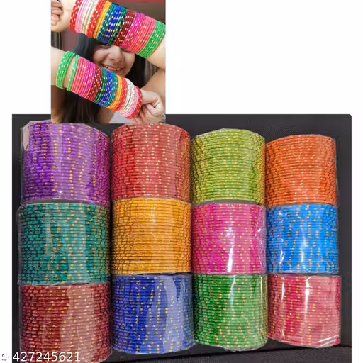 Velvet Bangles Present Fashionable Colours Of Glass Velvet Bangles For Women's And Girl Bangles Velvet Bangles Sets Styles And Party Wear Or Festivals 12 Different Colours Velvet Bangles Velvet Bangle set ( Pack of 120 Bangles