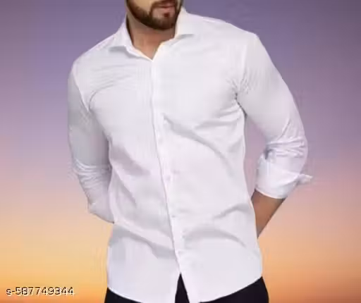 Stylish Men’s Full Sleeve White Shirt | Slim Fit Formal & Casual Wear | Office Party Daily Use Shirt Mens